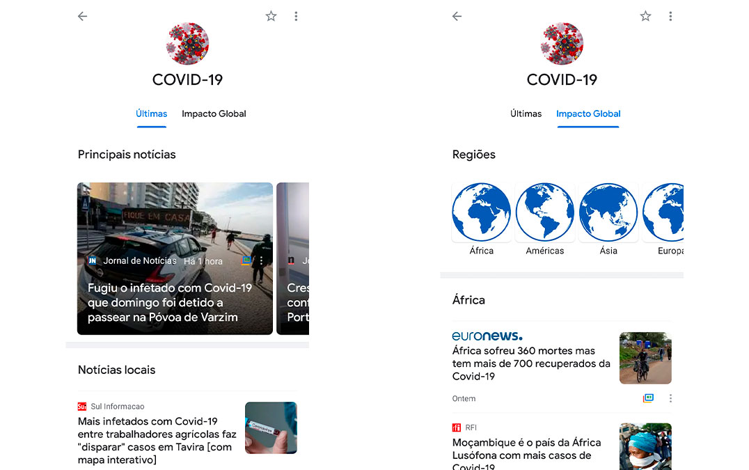 Google cria área informativa sobre o COVID-19 nas suas aplicações de notícias e podcasts – Mundo Smart - mundosmart