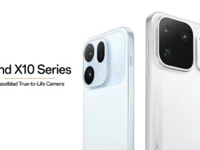 OPPO Find X10 e Find X10 Pro Max em azul glaciar e branco lunar, com os módulos de câmara traseiros em destaque.
