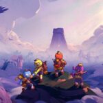 Quatro personagens de PEAK atravessam uma montanha em direção a uma torre