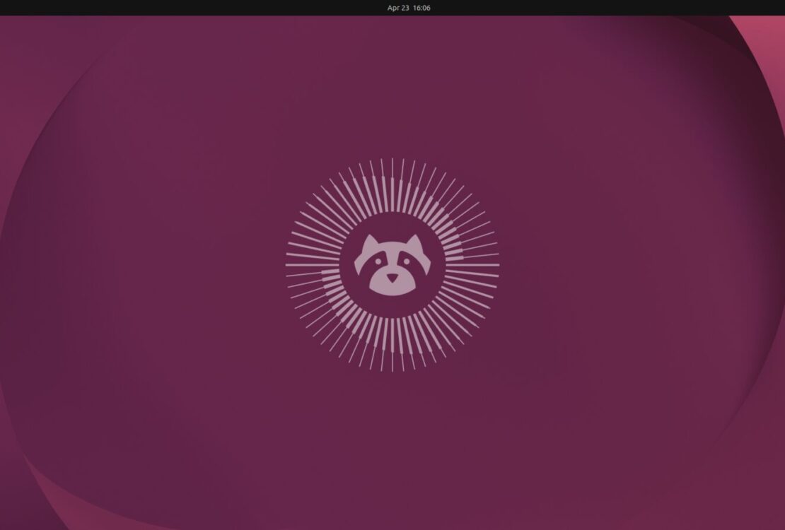 Ambiente de trabalho Ubuntu 26.04 LTS com fundo roxo e dock de aplicações à esquerda.