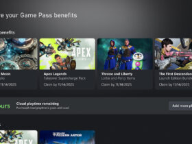 Interface Xbox mostra cinco horas de cloud playtime restantes e o botão para adicionar mais tempo.